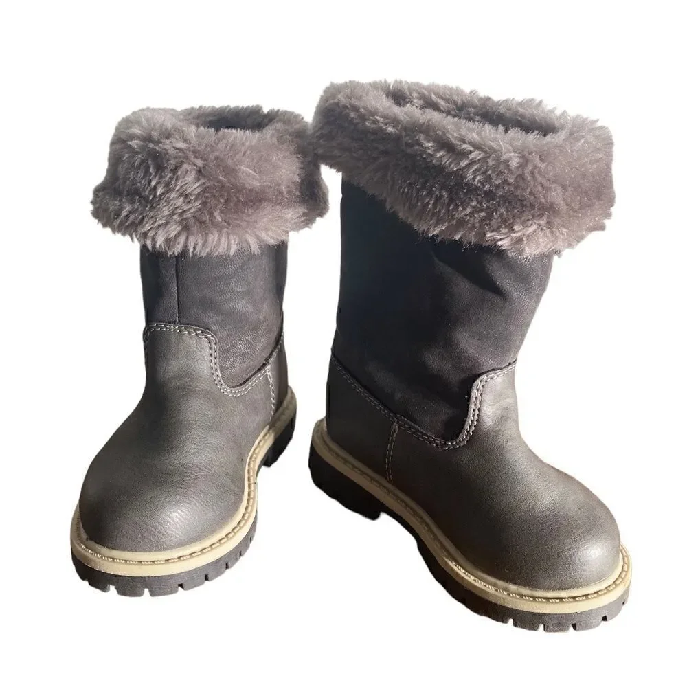 Carter’s Hannah Gray Leather Toddler Boots Size 5